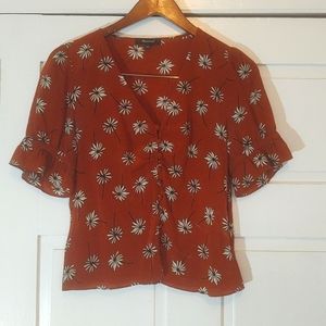 Madewell Silk V-neck button up top